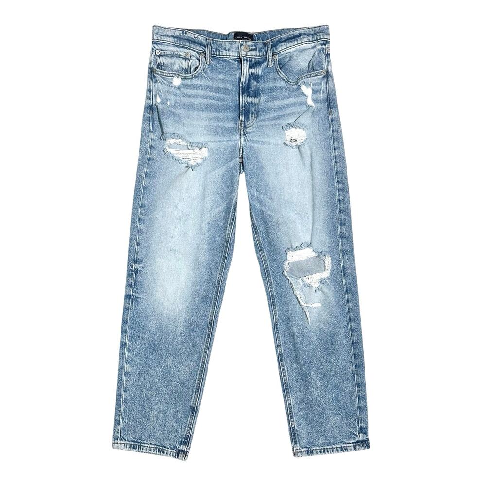 Lucky Brand | Women | Boy Distressed Mid Rise Relaxed Straight Leg Jeans | 30 R - Picture 2 of 16